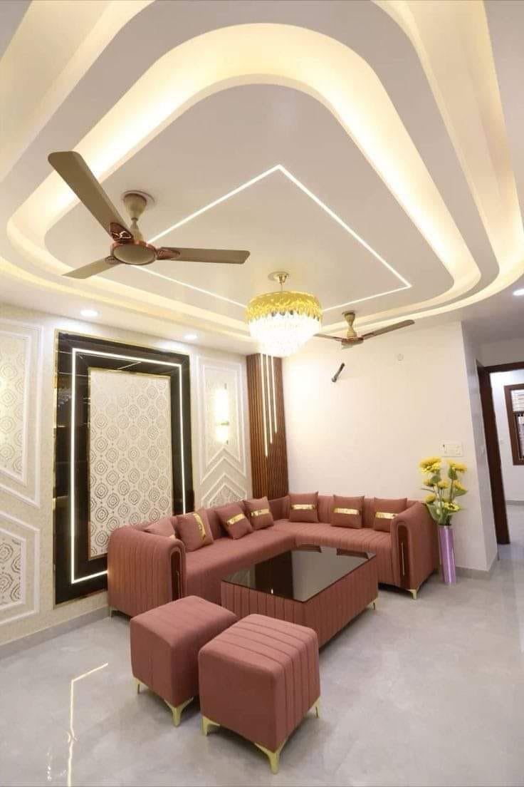 White and Dreamy POP False Ceiling Design for Living Room